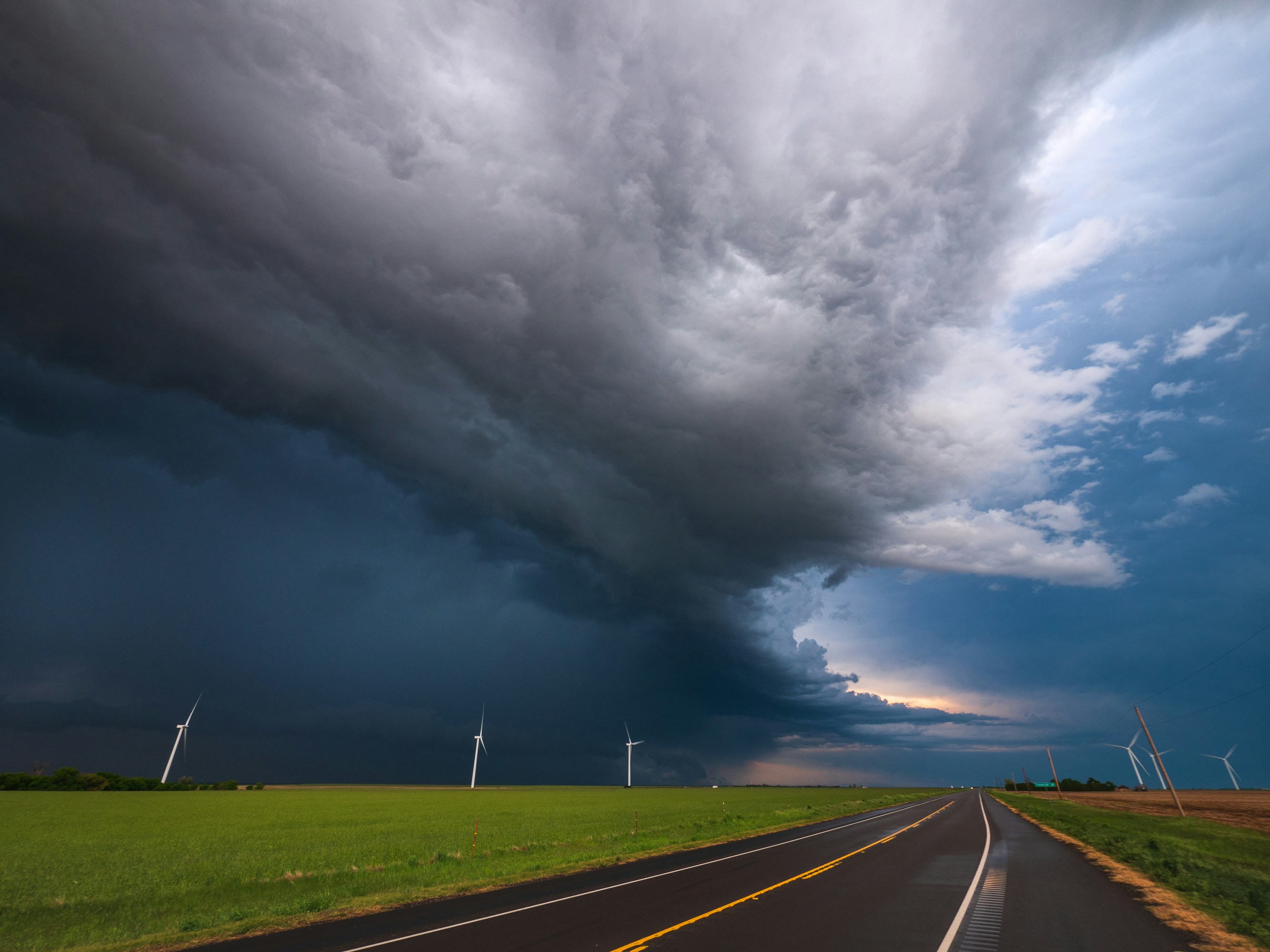 Storm over rural road