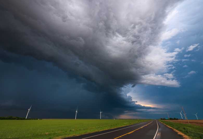 Storm over rural road